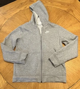 Nike Boys Youth L Full Zip Hoodie Gray Athletic Sweatshirt Pockets - Picture 1 of 6