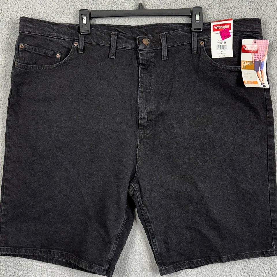Wrangler Shorts Jeans Mens 46 Black Relaxed Fit Flex Stretch Pockets Denim NEW - Image 1 of 4