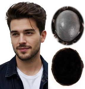 8x10 Inch PU Thin Skin Toupee for Men - 0.03mm Human Hair Replacement System - Picture 1 of 16