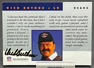 1992 PRO LINE PORTRAITS CERITIFED AUTO DICK BUTKUS BEARS - Picture 1 of 2