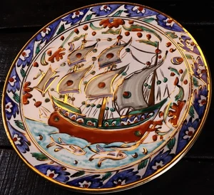 Piatto da parete Icaros ceramica Rodi Grecia nave 11,51 dipinto a mano stile Iznik 6#M - Foto 1 di 8