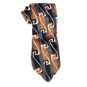 Cellini Tie Geometric Abstract Design Brown Black Vintage Y2K Power Look - Picture 1 of 6