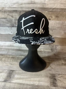 Neff Fresh Flat Bill Snapback Hat Cap Men’s Skater Black White - Picture 1 of 14