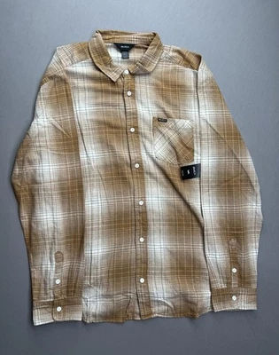 Camisa de franela con botones manga larga RVCA Cruz sombra de cobre a cuadros para hombre talla XL Foto 1 de 3