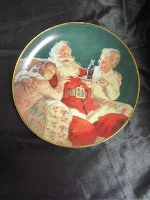 Franklin Mint"A Toast For Santa" Coca Cola Decorative Plate-8 Inches-with Hanger - Image 1 of 3