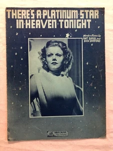 Partituras de colección 1936 There's A Platinum Star In Heaven Tonight de Nat Simon - Imagen 1 de 3