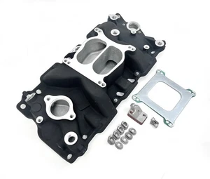 Colector de admisión SB Chevy doble plano diámetro de extensión 1955-95 265-400 aluminio negro - Imagen 1 de 1