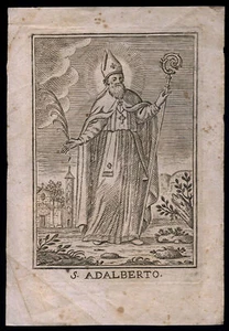 santino incisione 1800 S.ADALBERTO DI PRAGA M. - Picture 1 of 1