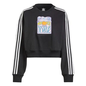 Adidas Women's Always Original Cropped Oversized Round Neck Sweatshirt - Picture 1 of 10