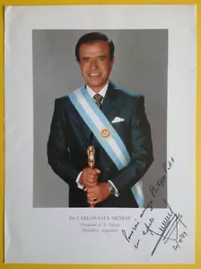 Carlos Menem - Präsident von Argentinien - Extra großes Foto signiert 1999 - COA - Bild 1 von 1