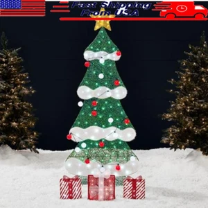 6ft Lighted Christmas Tree Outdoor Decor W/ 170 LED Lights Yard Decoration New - Picture 1 of 7