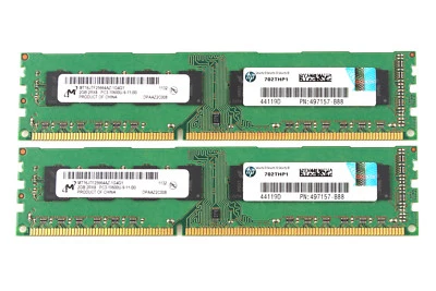 Micron 4GB 2X 2GB 2RX8 PC3-10600U DDR3 1333MHz 240PIN DIMM Intel Memory Desktop - Image 1 of 4