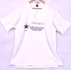 Camicia vintage Henley 2XL cotone bianco olimpico HS Charlotte NC punto singolo - Foto 1 di 11