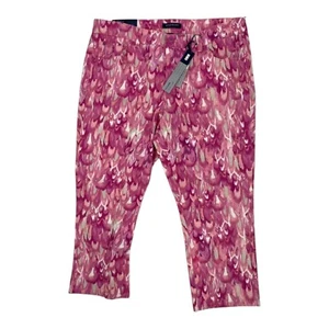 Bandolino Capris Pants Size 14 Stretch Pink Abstract Art Artsy Colorful Vibrant - Picture 1 of 7