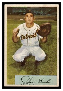 1954 BOWMAN JOHNNY BUCHA #215 DETROIT TIGERS MID GRADE LOOKS VERY NICE