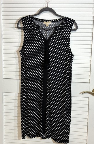 Abito smanicato MICHAEL KORS a pois bianco e nero nappa medio donna