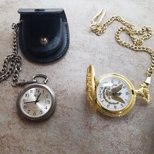  Taschenuhren 2 - American Weißkopfseeadler und Ronica im Lederetui VBM0415 funktionstüchtig - Bild 1 von 5