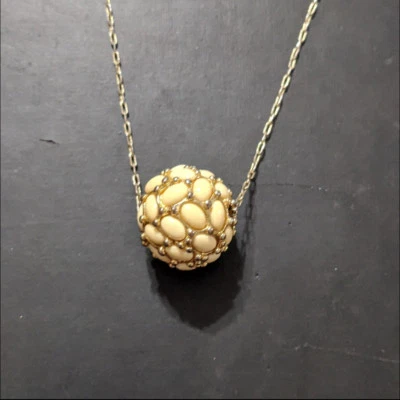 Винтажный Kenneth Jay Lane позолоченный кремовый паве комплект камень подвеска ожерелье - Изображение 1 из 4