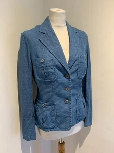 Ralph Lauren linen blazer jacket US 8 UK 10 12 VGC classic unlined blue - Picture 1 of 11