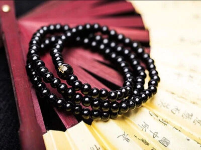 Bracciale collana mala tibetano 108GRANI 6mm rosario preghiera buddista elastico - Immagine 1 di 2