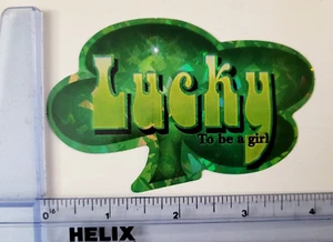 Vintage Vending Machine Prismatic Stickers Lucky to be a girl - Picture 1 of 4