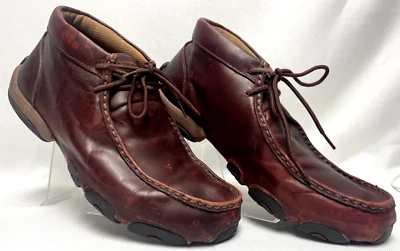 Twisted X Boots Leather Boots Burgundy Red Chukka Ankle Driving Moc Size 9 1/2 M - Image 1 of 4