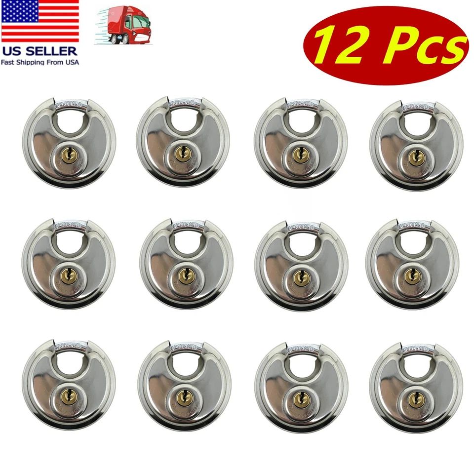 TSY TOOL 12 Pc 70mm Stainless Steel Armor for Trailer Round Padlock with Shielded Shackle