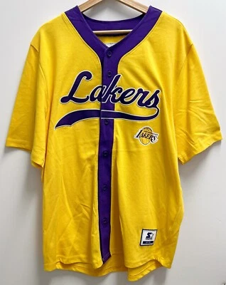 Los Angeles Lakers Starter NBA Jersey Mens XL Gold Baseball Button-Down Style - Image 1 of 4