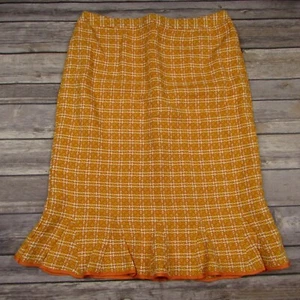 Grace Dane Lewis Größe 4 Trompete Rüschen Rock Tweed orange weiß klassisch Retro - Bild 1 von 10
