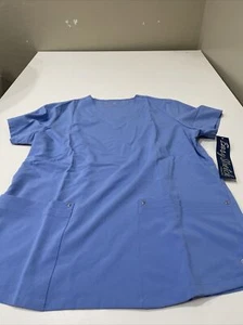 Uniform Advantage STRETCH Women's 5-Pocket V-Neck Scrub Top Blue Size M - Picture 1 of 3