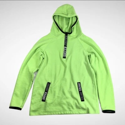 Justice Girls Active Neon Green Soccer Hoodie Size 12 - Image 1 of 3