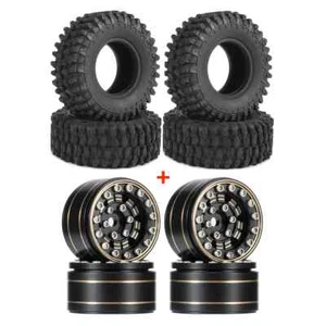 1.0" Brass Beadlock Wheel Rim with Crawler Tire For 1/18 1/24 SCX24 FCX24 TRX4M - Picture 1 of 14