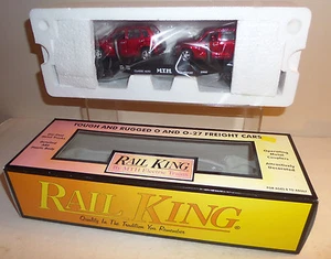 MTH RAILKING O AUTO TRANSPORTATION FLAT CAR W/2 RED PT CRUSIERS 30-76039 OB - Picture 1 of 5