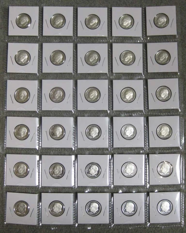 1992 1993 thru 2021 & 2022 Silver Gem Cameo Proof Roosevelt Dime 31 coin Set Cover
