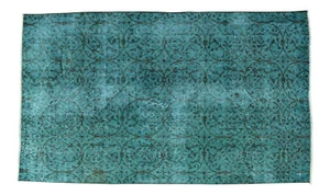 Turkish Rug 44″ x 75″ TURQUOISE OVERDYED Vintage Hand Knotted Overdye Area Rug  - Picture 1 of 6