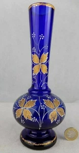 Moser coraline and enamel painted art glass vase. - Picture 1 of 8