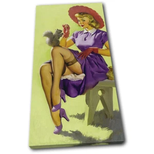 Vintage Girl Poster Sexy Retro Pin-ups SINGLE CANVAS WALL ART Picture Print - Picture 1 of 1