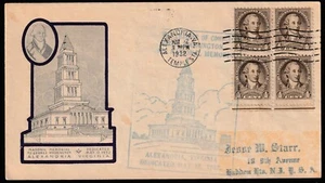 US 1932 GEORGE WASHINGTON MASONIC NAT. MEMORIAL FDC ALEXANDRIA TO HADDON HEIGHS - Picture 1 of 2