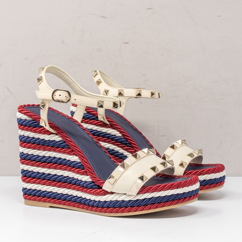 Sandali con zeppa Valentino Garavani Rockstud Torchon taglia 37 EU (rosso bianco blu)
