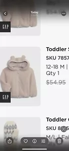 Baby Gap Sherpa Teddy Bear Jacket 12/18 Month - Picture 1 of 3