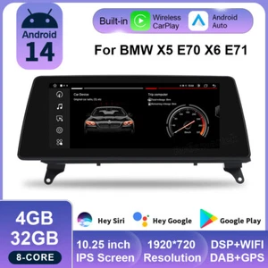 10.25" Android 14 Autoradio CarPlay DAB+ 32GB GPS DAB+ für BMW X5 E70 X6 E71 CCC - Bild 1 von 15
