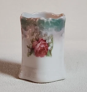 VTG Porcelain Toothpick Holder Gold Rim Hand Painted Luttenberg Germany 2.25" - Picture 1 of 14