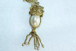 Collana Vintage Goldette Vittoriana Finta Perla Vetro Goccia Marca Creatore - Foto 1 di 13