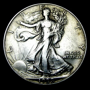 1938-D Walking Liberty Half Dollar Silber ---- Atemberaubende Details Münze ---- #854K - Bild 1 von 2