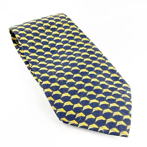 Cravatta cravatta vintage Tommy Hilfiger uomo stampa geometrica importata seta blu oro - Foto 1 di 5