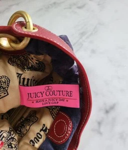 Juicy Couture Y2K Shoulder bag Pouch Velour Shoulder Bag Navy Women Vintage - Picture 1 of 10