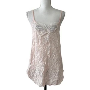 Adonna Semi Sheer Stretch Lace Short Sexy Nightie Women Size Medium Light Pink - Picture 1 of 8