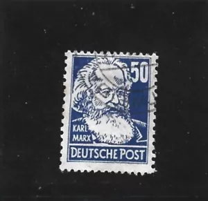 Germany Russian Zone 1948 50pf Blue Karl Marx Single Fine Used - Bild 1 von 2