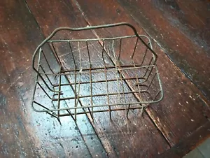 VERY OLD ANTIQUE VTG MILK BOTTLE WIRE CARRIER CRATE 6 SPACES CASE DELIVERY DAIRY - Picture 1 of 6