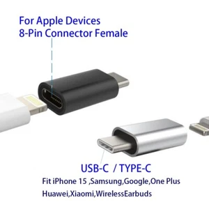 8 Pin Female (Apple) to USB-C (Type C USB) Male Adapter Converter Fast Charging - Picture 1 of 11